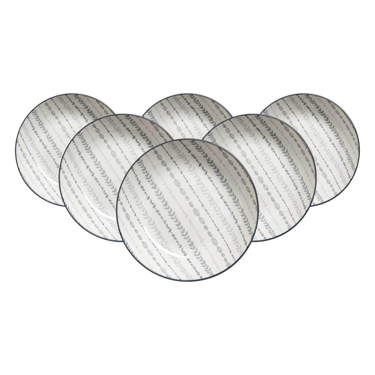 SUPPENTELLER Sendai Ranke grau ø 20 cm 6er Set - Grau, Keramik (20cm) - Ritzenhoff Breker