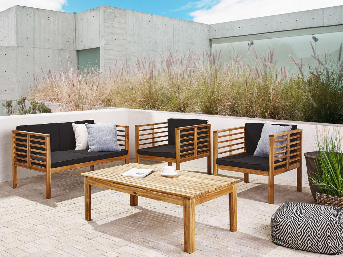 4-SITZER LOUNGE SET Akazienholz Hellbraun Pacific - Hellbraun, Holz - Beliani
