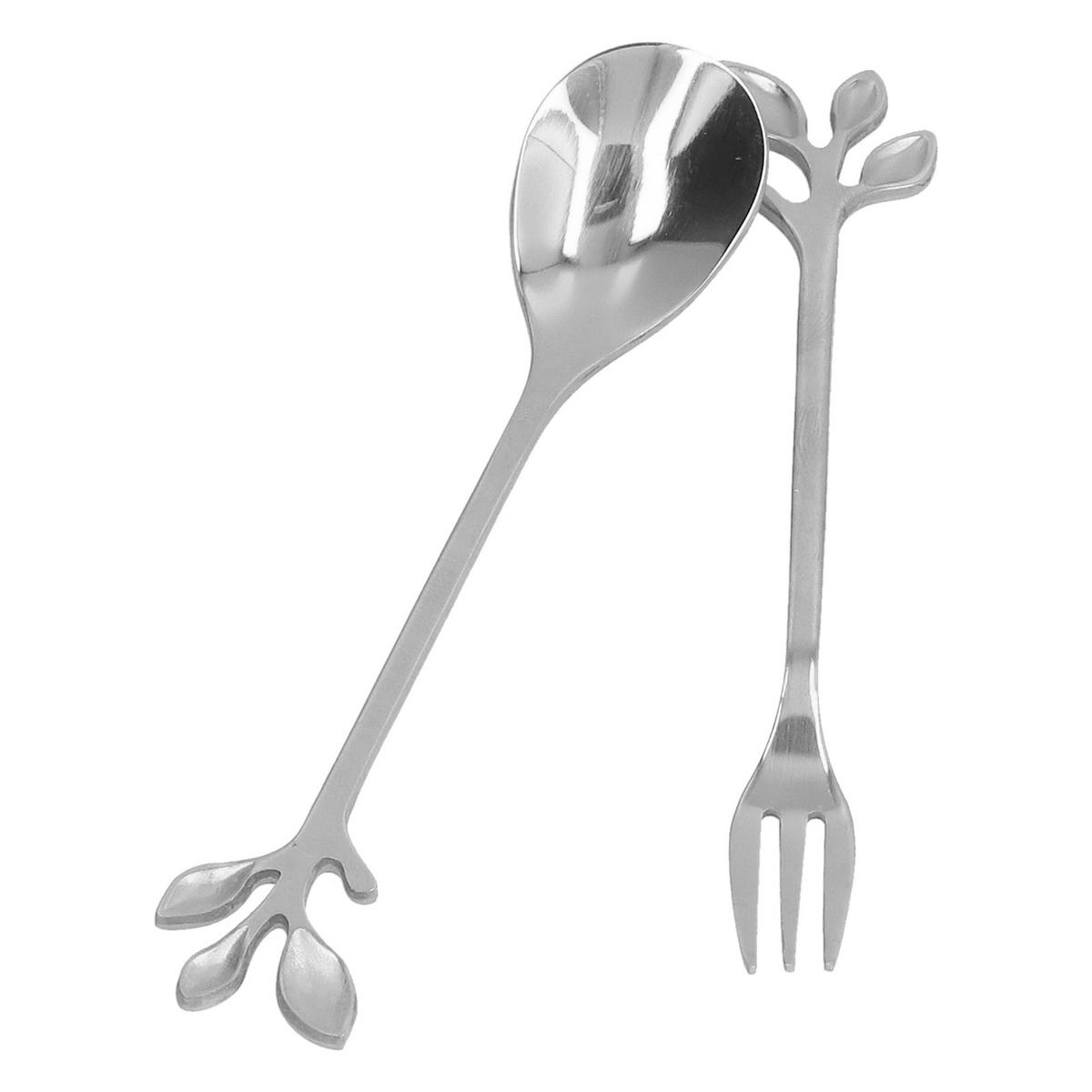 BESTECK-SET 2-teiliges Edelstahl Löffel und Gabel silber - Silberfarben, Metall