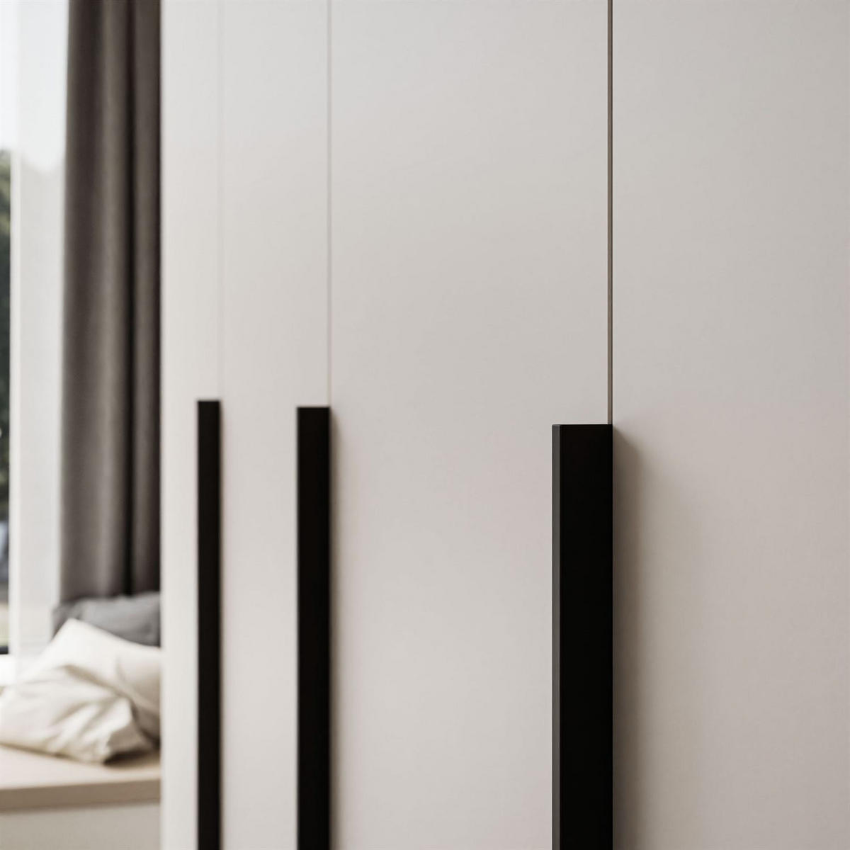 KLEIDERSCHRANK AUREL 4D in KASCHMIR mit schwarzen Griffen - Kaschmir/Schwarz, Holzwerkstoff (200/200/57cm) - Lookway
