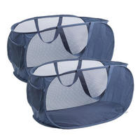 FALTBARER Wäschekorb 2-teiliges Set Marineblau mit Seitentasche 57 x 36 x 36 cm - Dunkelblau, Textil (6/2/11cm)
