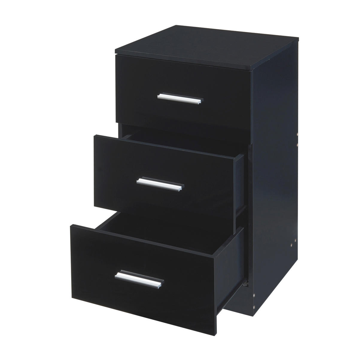 NACHTTISCH-SET 2 TLG. Aurdal - Schwarz Hochglanz, Holzwerkstoff (37/66/34.5cm) - [en.casa]