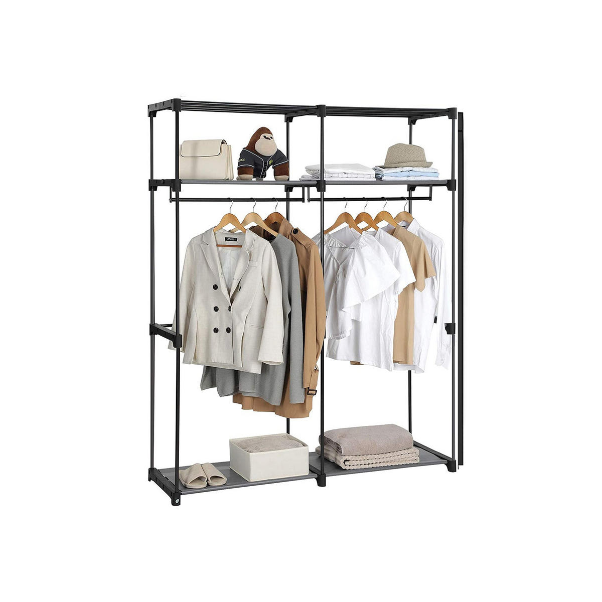 STOFFSCHRANK KLEIDERSCHRANK - Schwarz, Textil (43/140cm) - Hansiro