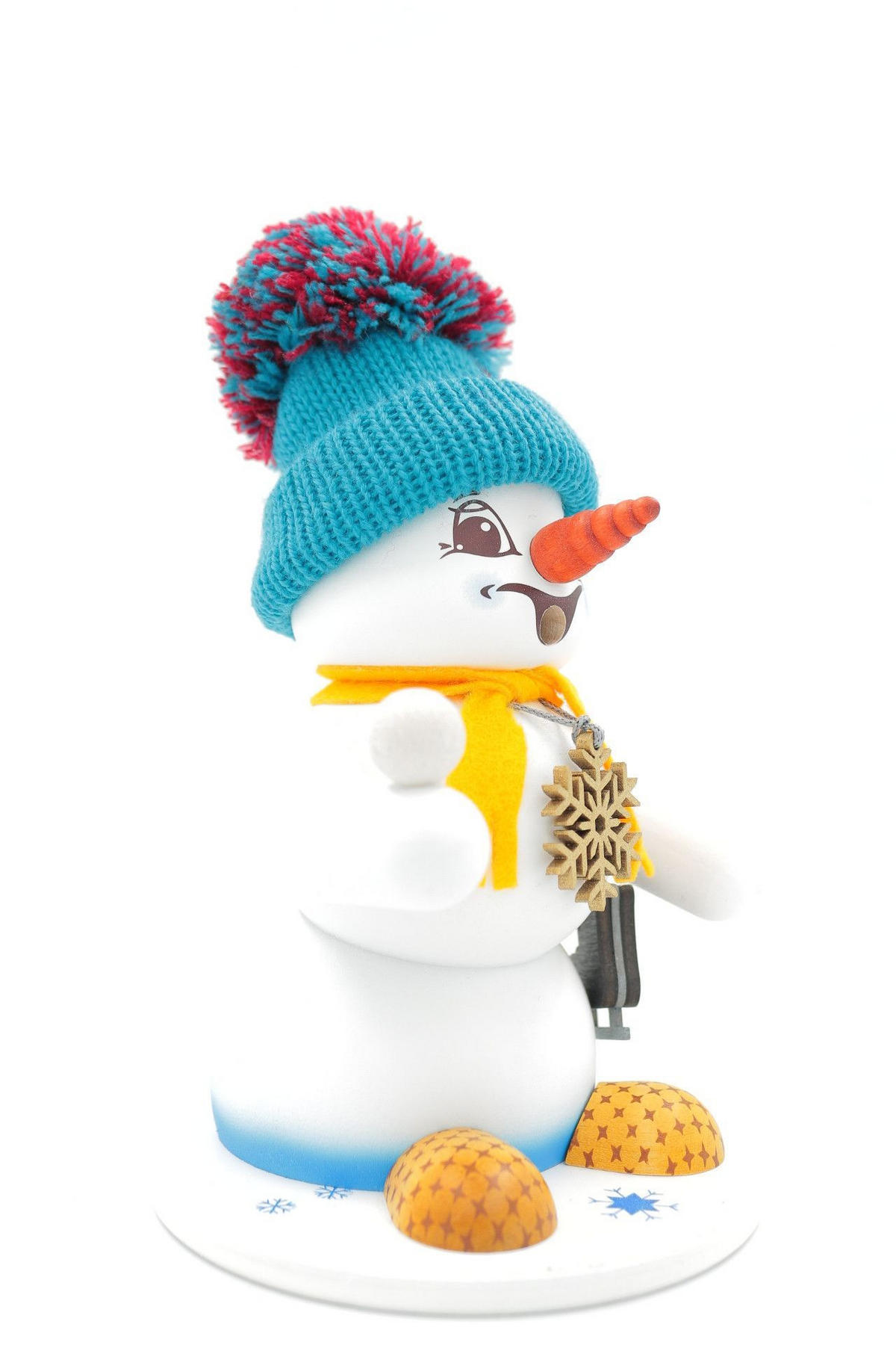 RAUCHFIGUR Schneemann Weiß Schlittschuh 19 cm - Multicolor, Holz (15/19/0.1cm)