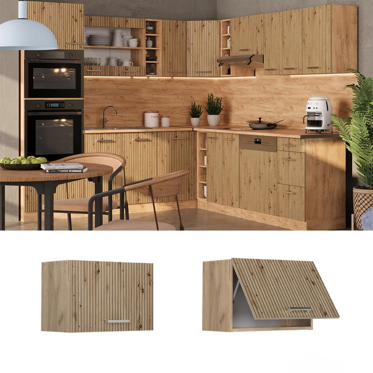 HÄNGESCHRANK R-Line Artisan-Eiche 60 cm Flach - Honigeiche/Eiche Artisan, Holzwerkstoff (60/40/31cm) - Vicco