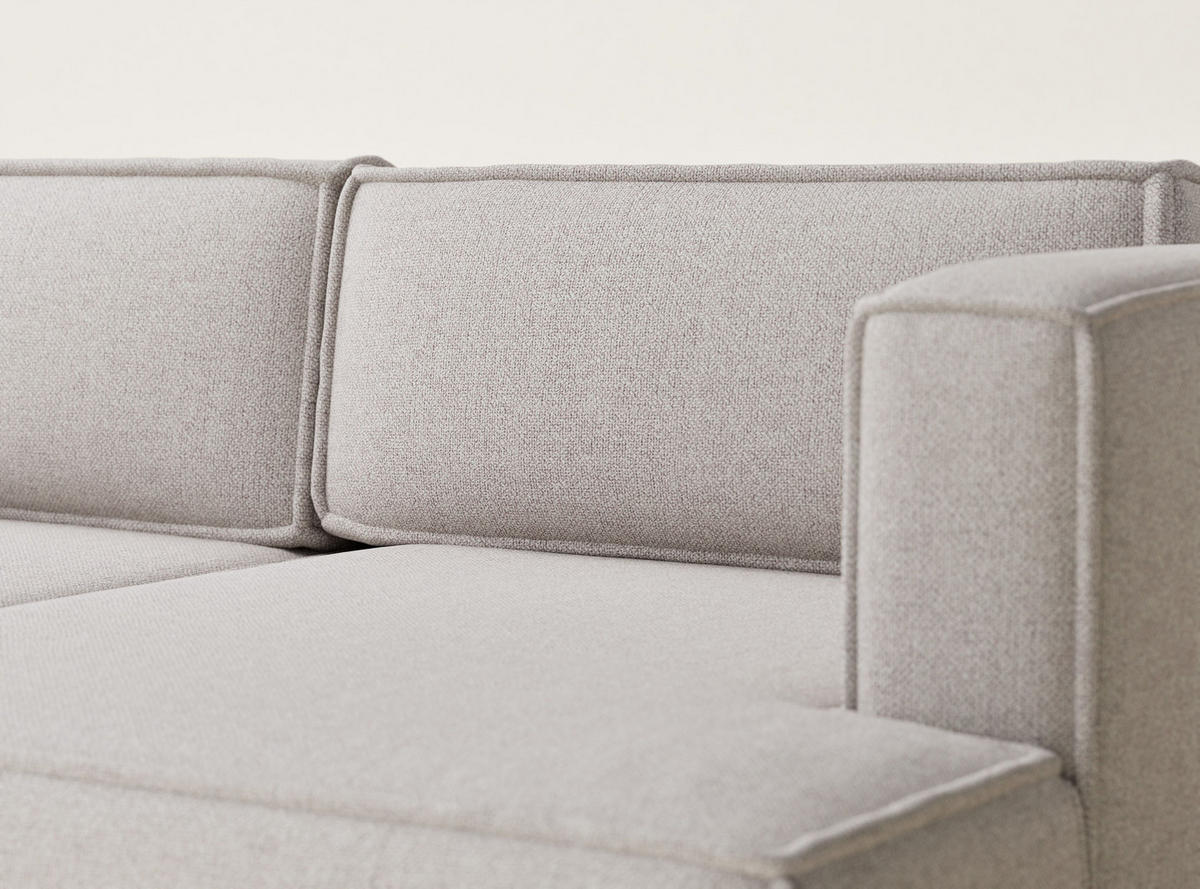 ECKSOFA MIT SCHLAFFUNKTION Velto Beige Webstoff - Beige/Schwarz, Holz/Holzwerkstoff (250/152cm) - Maison de Reve