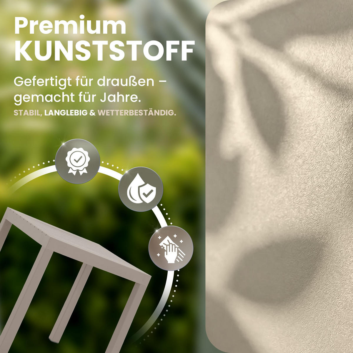 GARTENTISCH eckig 73/73/75 cm Kunststoff Taupe - Taupe, Kunststoff (73/73/75cm) - CLP