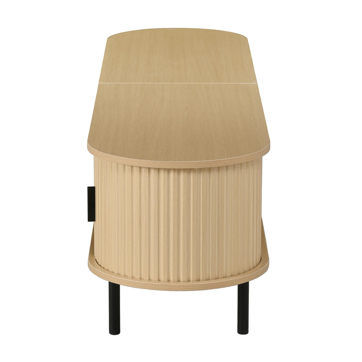 TV-SCHRANK Ellipse Schiebetüren 2 Fächer Metallfüße modern - Naturfarben, Holzwerkstoff (40/46/170cm) - FLIEKS