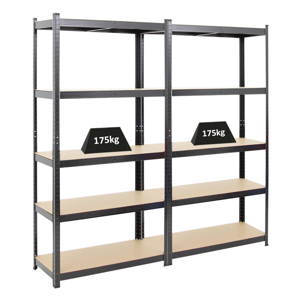 SCHWERLASTREGAL Ragnar 2er-Set mit 2x 180x90x40 cm Fachlast 175 kg Schwarz - Schwarz, Metall (180/180/40cm) - PROREGAL