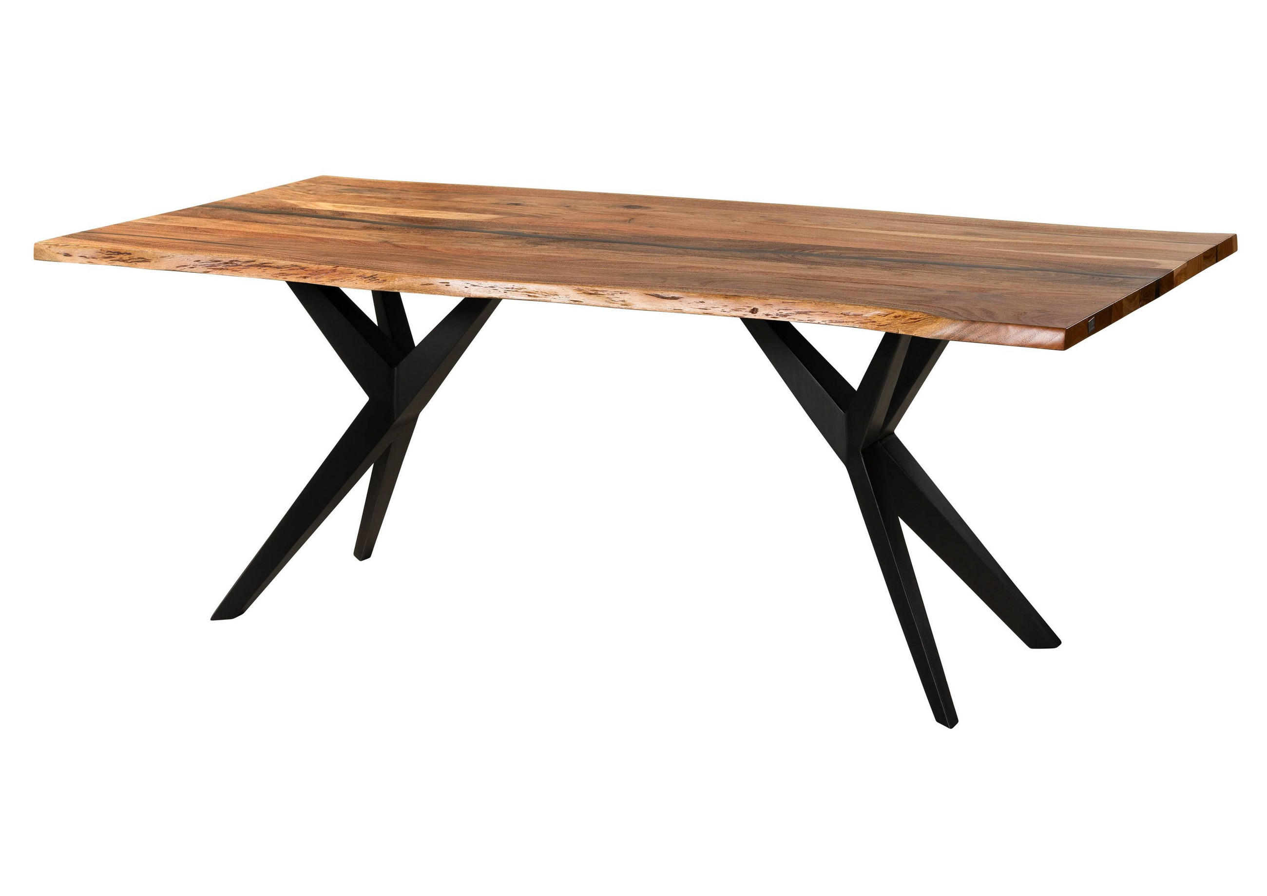 BAUMTISCH Akazie 160x90x76 natur lackiert / Epoxid schwarz, Sterngestell anthrazit matt EPOXY - Braun, Holz (90/160/76cm) - Massivmoebel24