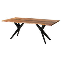 BAUMTISCH Akazie 160x90x76 natur lackiert / Epoxid schwarz, Sterngestell anthrazit matt EPOXY - Braun, Holz (90/160/76cm) - Massivmoebel24