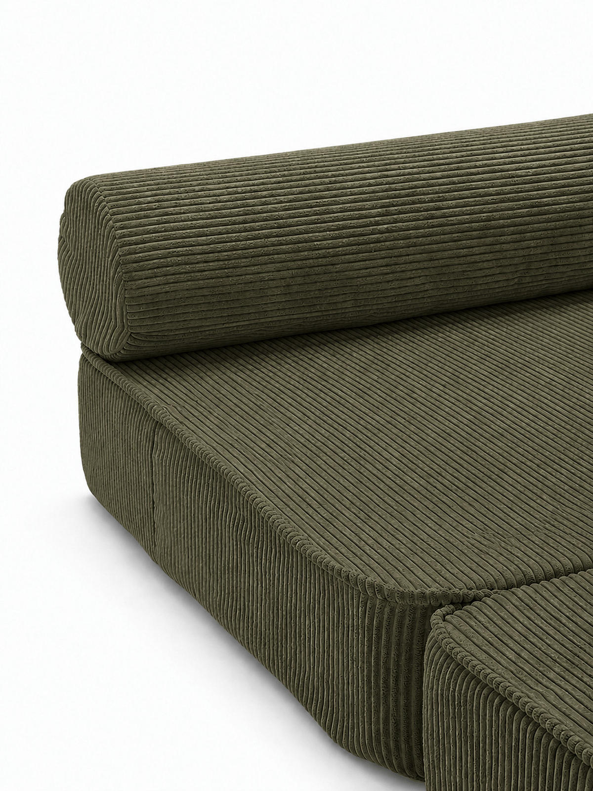 SCHLAFSESSEL ausklappbar, modularer Bodensessel mit Rückenrolle in Khaki - Waldgrün, Textil (80/62/95cm) - SURB