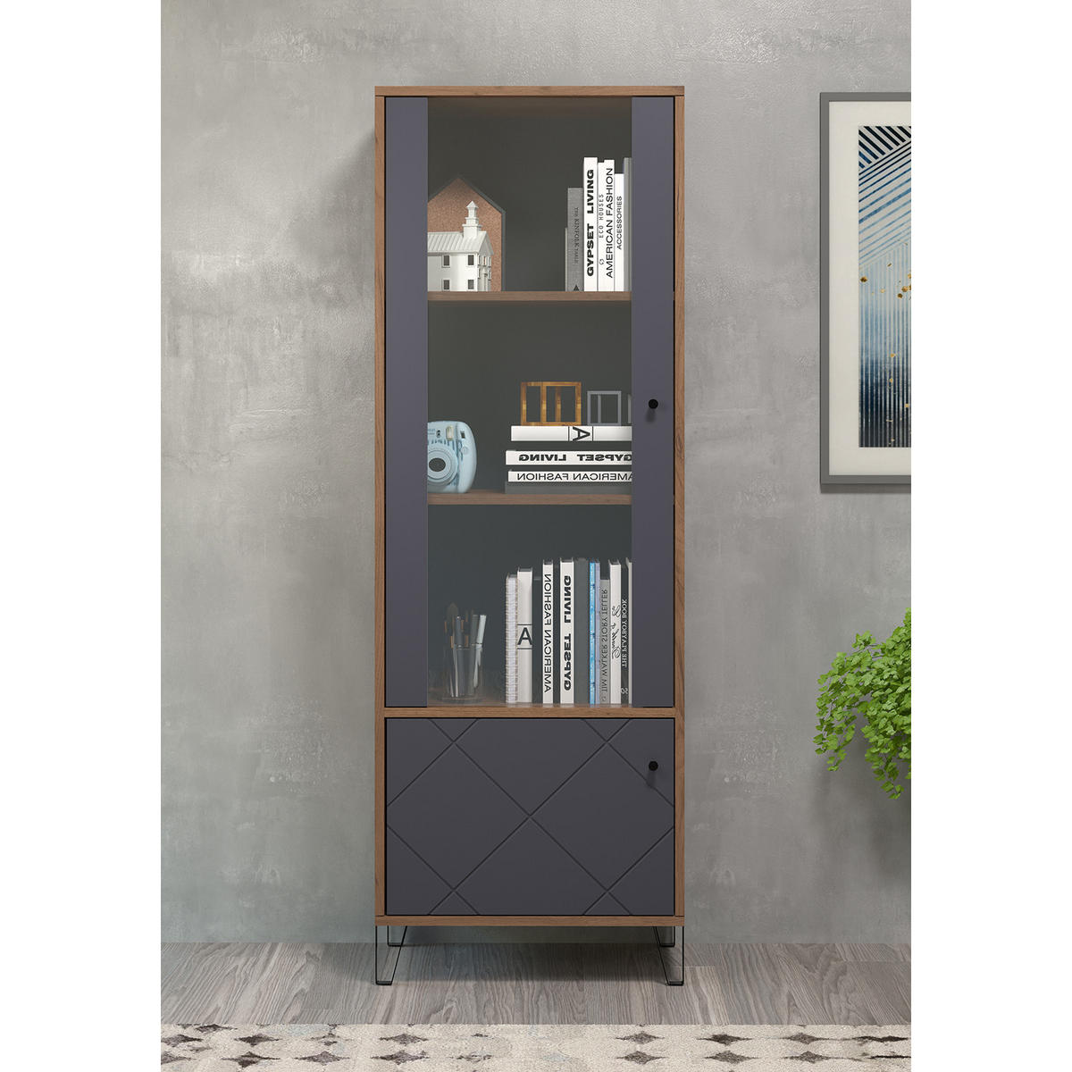 VITRINE Touch Graphitfarben - Graphitfarben, Holzwerkstoff (63/172/40cm) - Trendteam