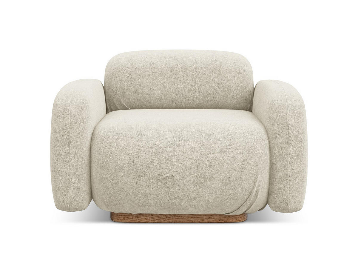 SESSEL Bouclé Stoff Beige - Beige/Hellgrau, Holz/Textil (110/73/95cm) - Makamii