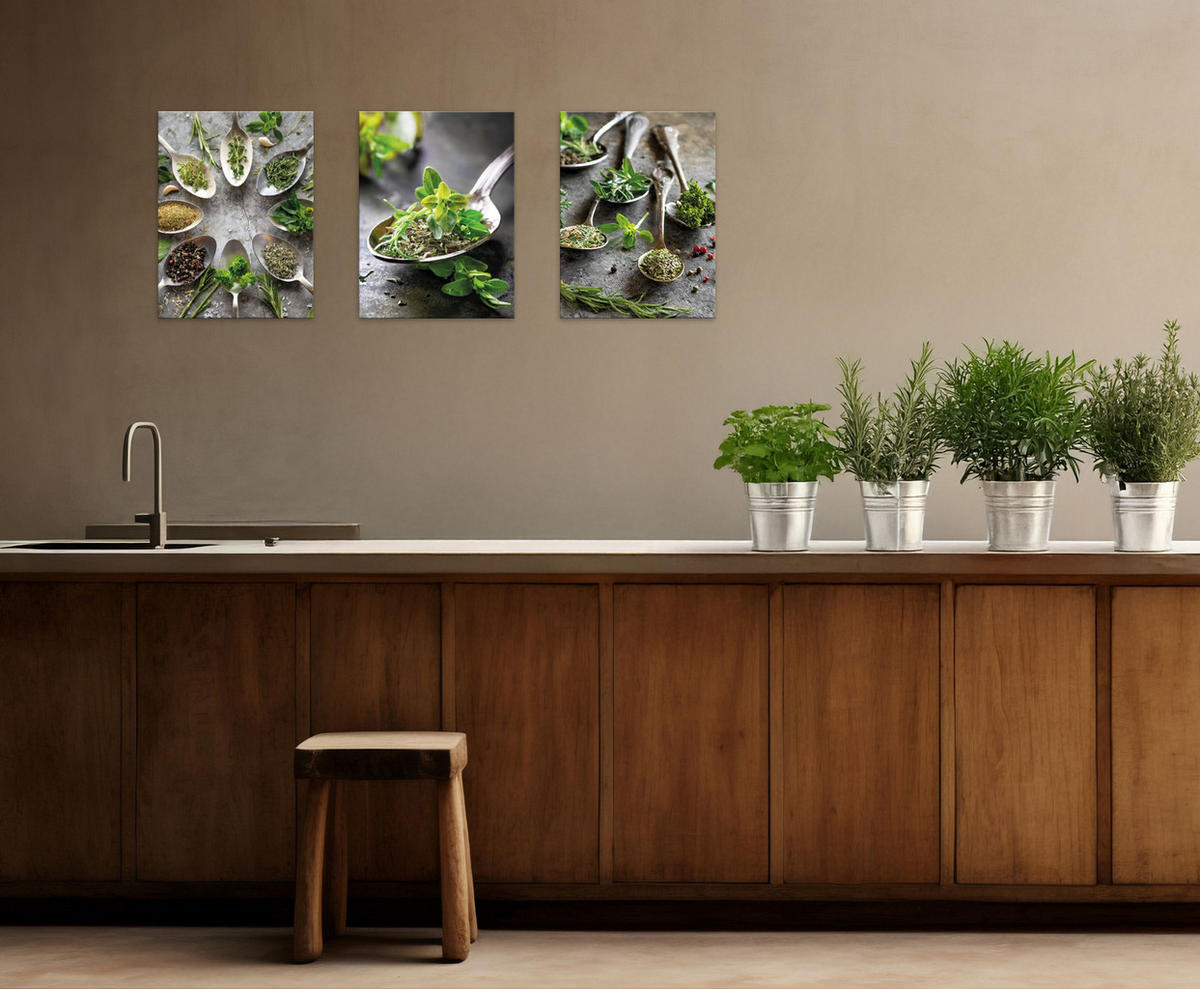 BILDERSET 3er-Set 30x40 cm Küchenmotive - Grün, Kunststoff (30/40cm) - artissimo