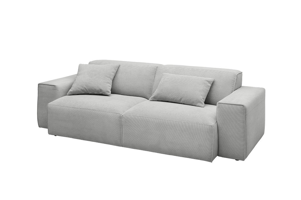 SOFA RANI Silber Cord - Silberfarben/Schwarz, Kunststoff/Textil (256/71/101cm) - KAWOLA