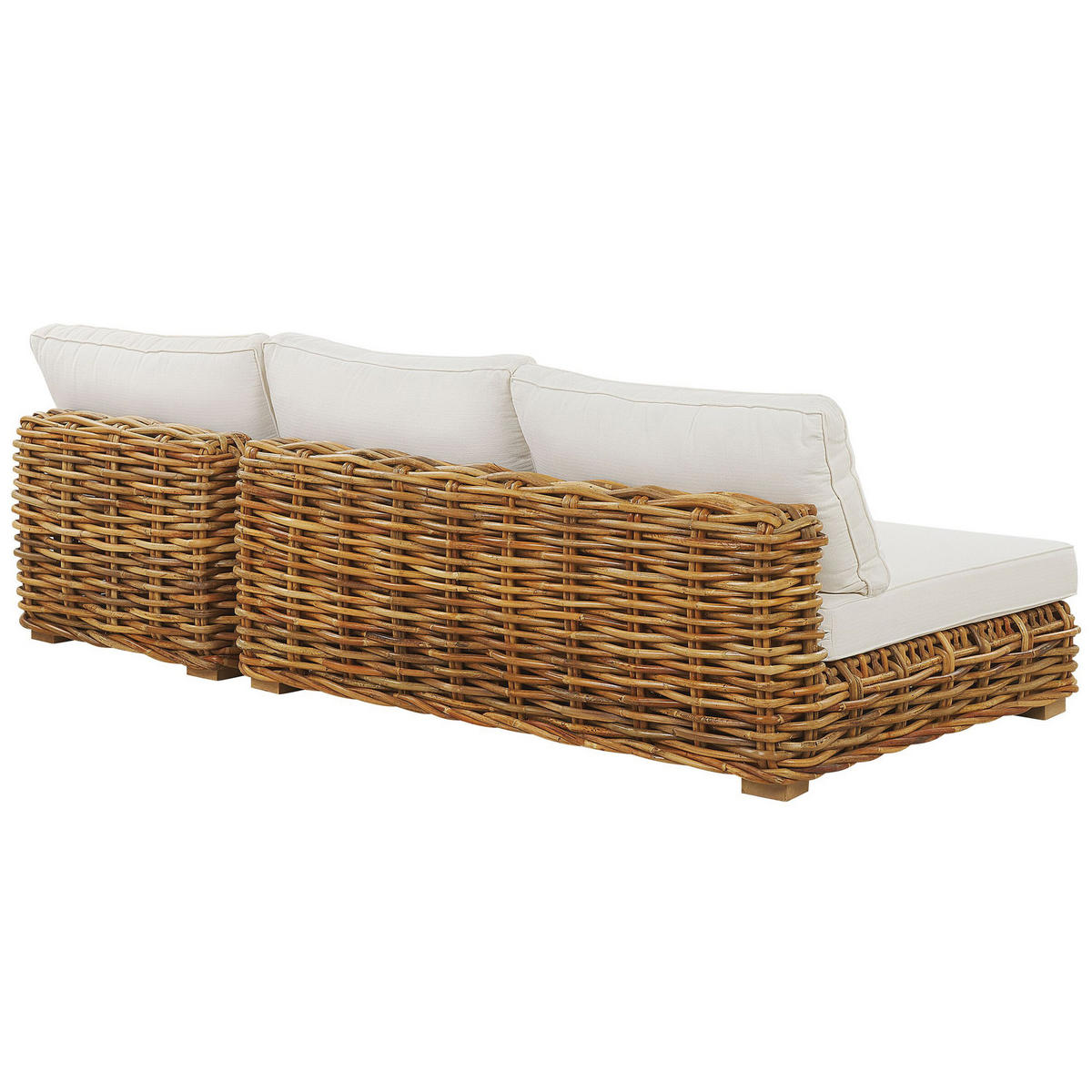 LOUNGE-SET 4-Sitzer Rattan natürlich linksseitig modular Varallo - Beige/Weiß, Naturmaterialien - Beliani
