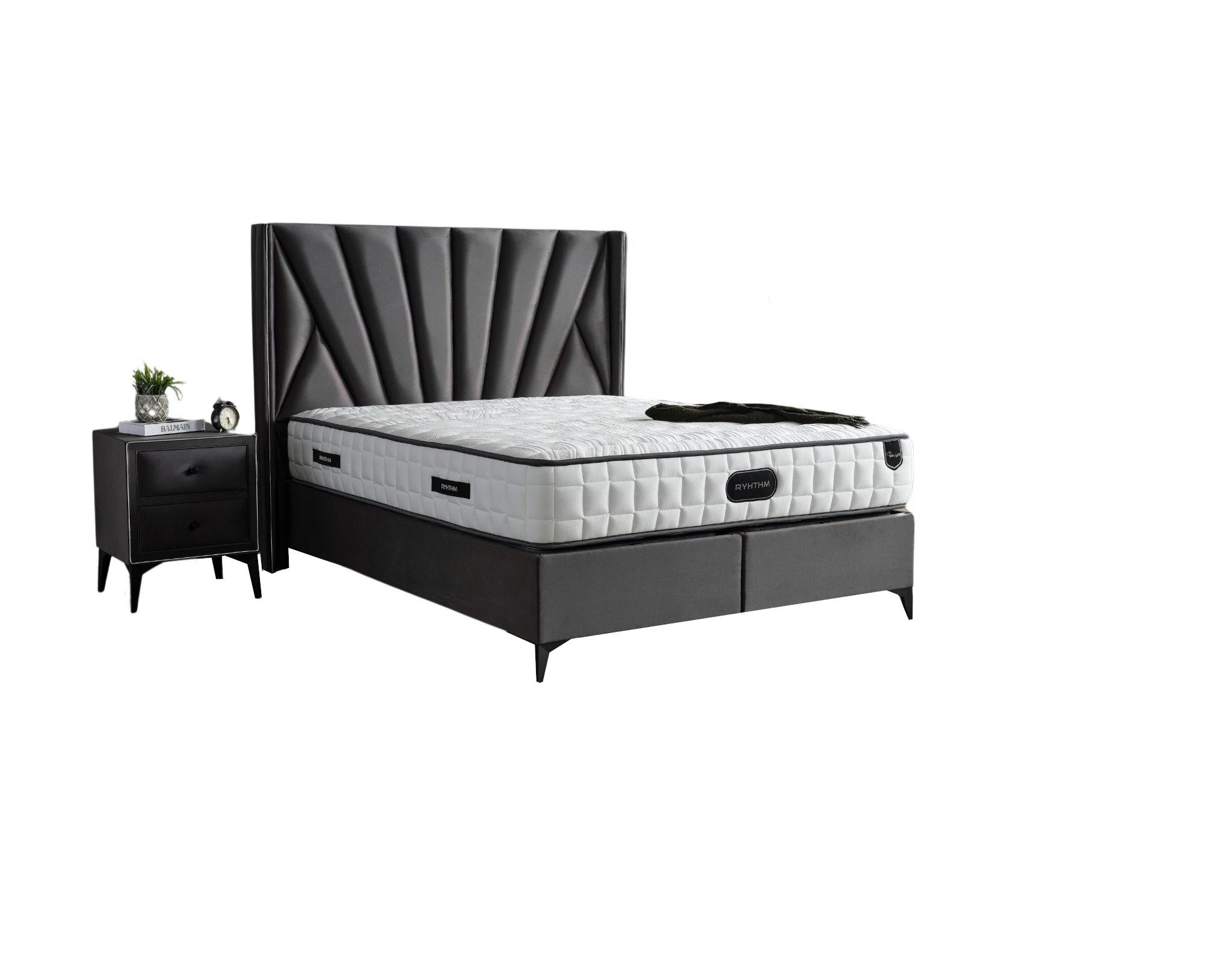 POLSTERBETT-SET Rhythm 140x200 Anthrazit - Bett inkl. Matratze - Anthrazit, Metall (140/200cm) - Villa Möbel