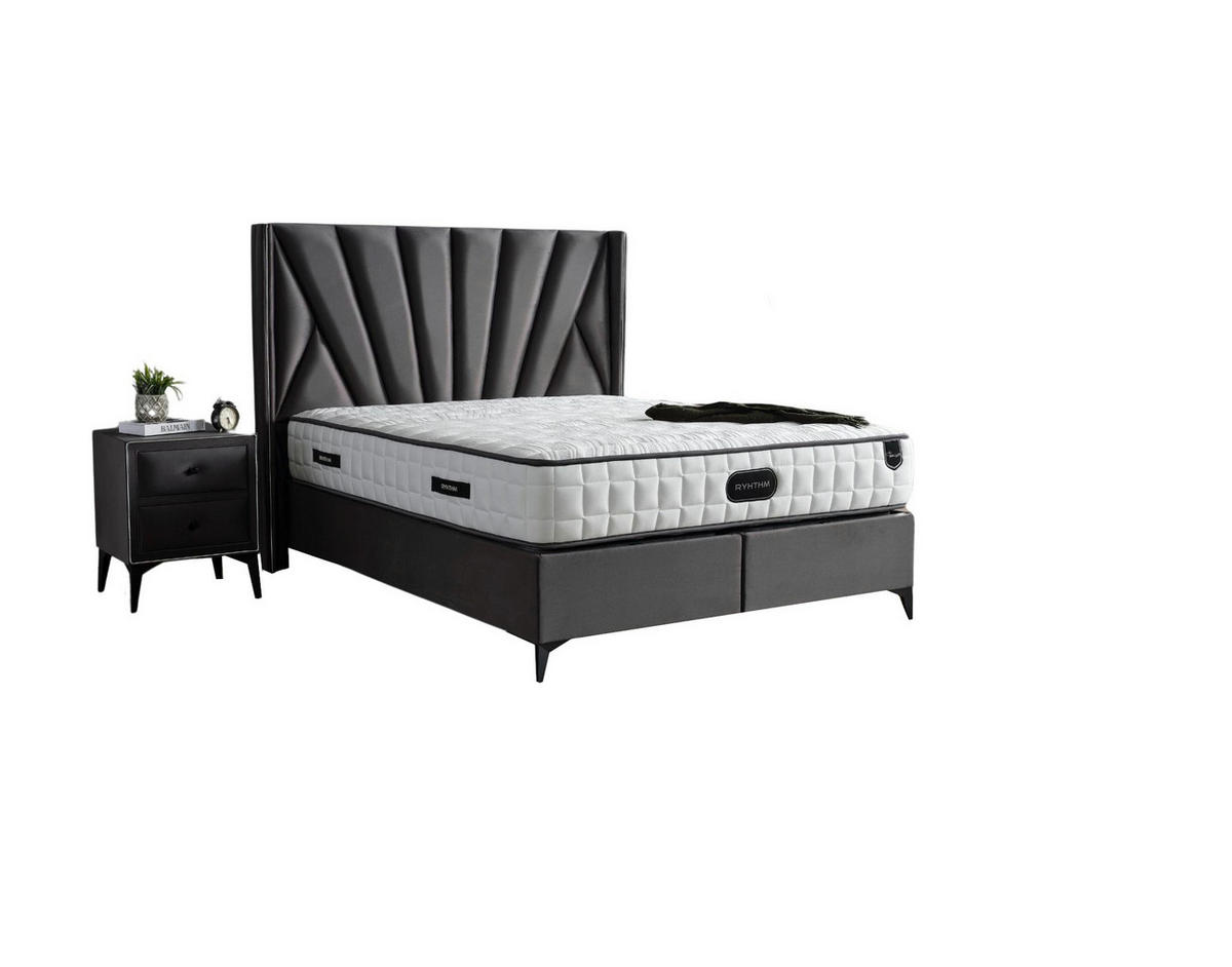 POLSTERBETT-SET Rhythm 180x200 Anthrazit - Bett inkl. Matratze - Anthrazit, Metall (180/200cm) - Villa Möbel