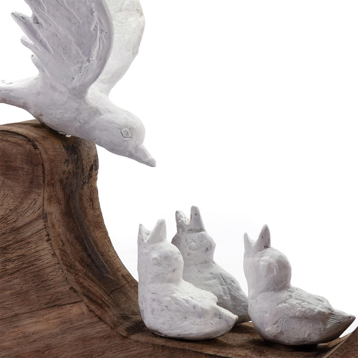 SKULPTUR Bird Family Mangoholz-Sockel weiß-natur - Naturfarben, Holz (25/29/13cm) - CREEDWOOD
