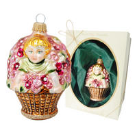 CHRISTBAUMSCHMUCK Biedermeier Kind im Korb Mehrfarbig 8cm (Glas / 1 Stk.) - Multicolor, Glas (5/8/5cm) - Krebs Glas Lauscha