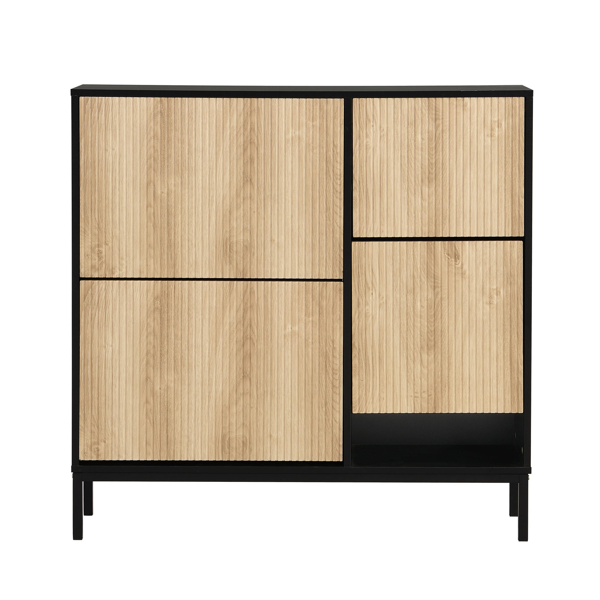 SCHUHSCHRANK Schwarz und Natur 100/25/100 cm - Schwarz, Holzwerkstoff (100/100/25cm) - PANGIVO