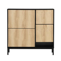SCHUHSCHRANK Schwarz und Natur 100/25/100 cm - Schwarz, Holzwerkstoff (100/100/25cm) - PANGIVO