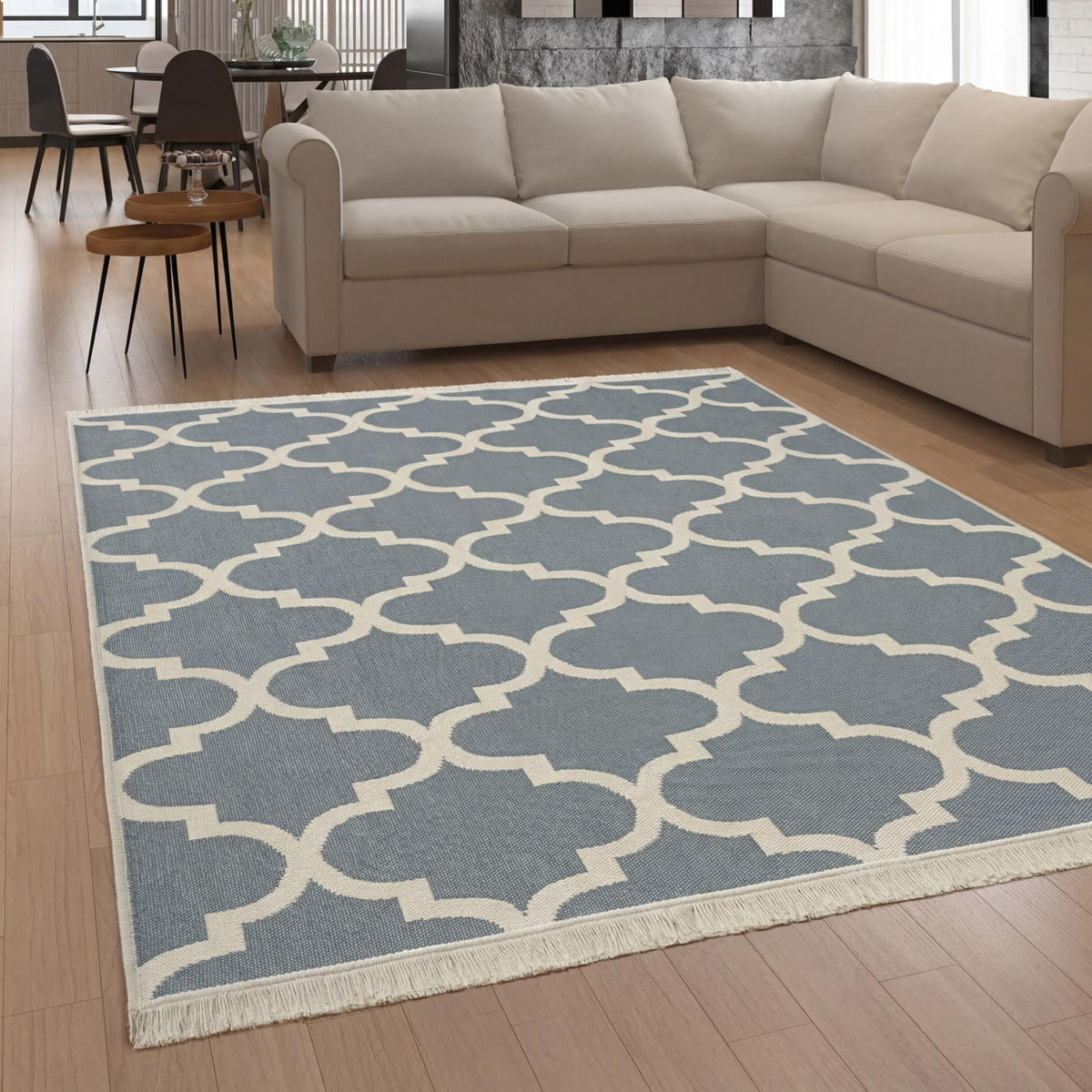 KURZFLORTEPPICH 140/200 cm Skandi Kilim 147 - Grau, Naturmaterialien (140/200cm) - Paco Home