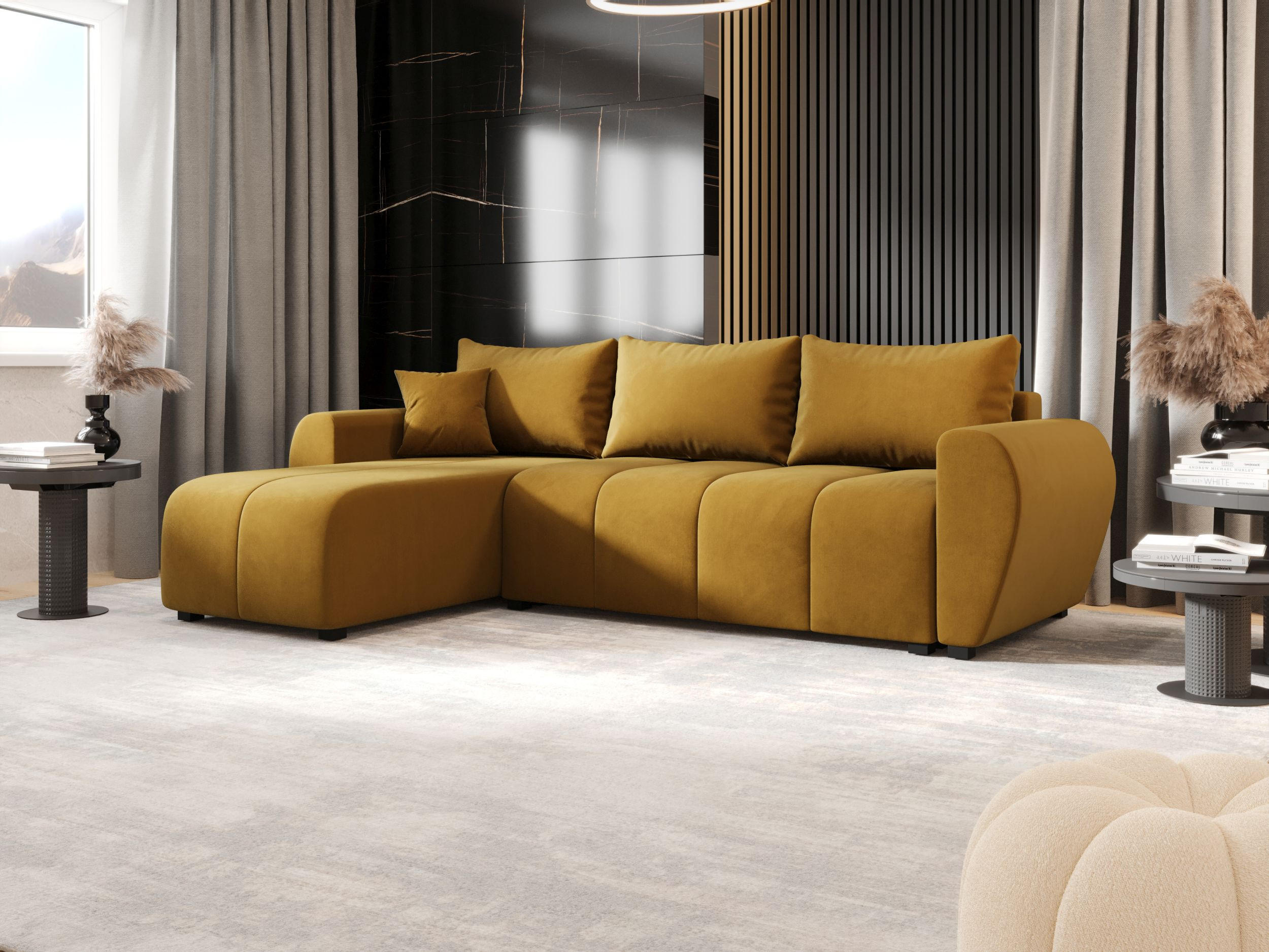 ECKSOFA MOLISA L Itaka 33 Links mit Schlaffunktion - Currygelb, Textil (245/145cm) - Bedante