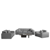 SOFASET Celes Premium 3-2-1 In Ascot - Grau, Holzwerkstoff/Textil (225/73/88cm) - Fun Möbel