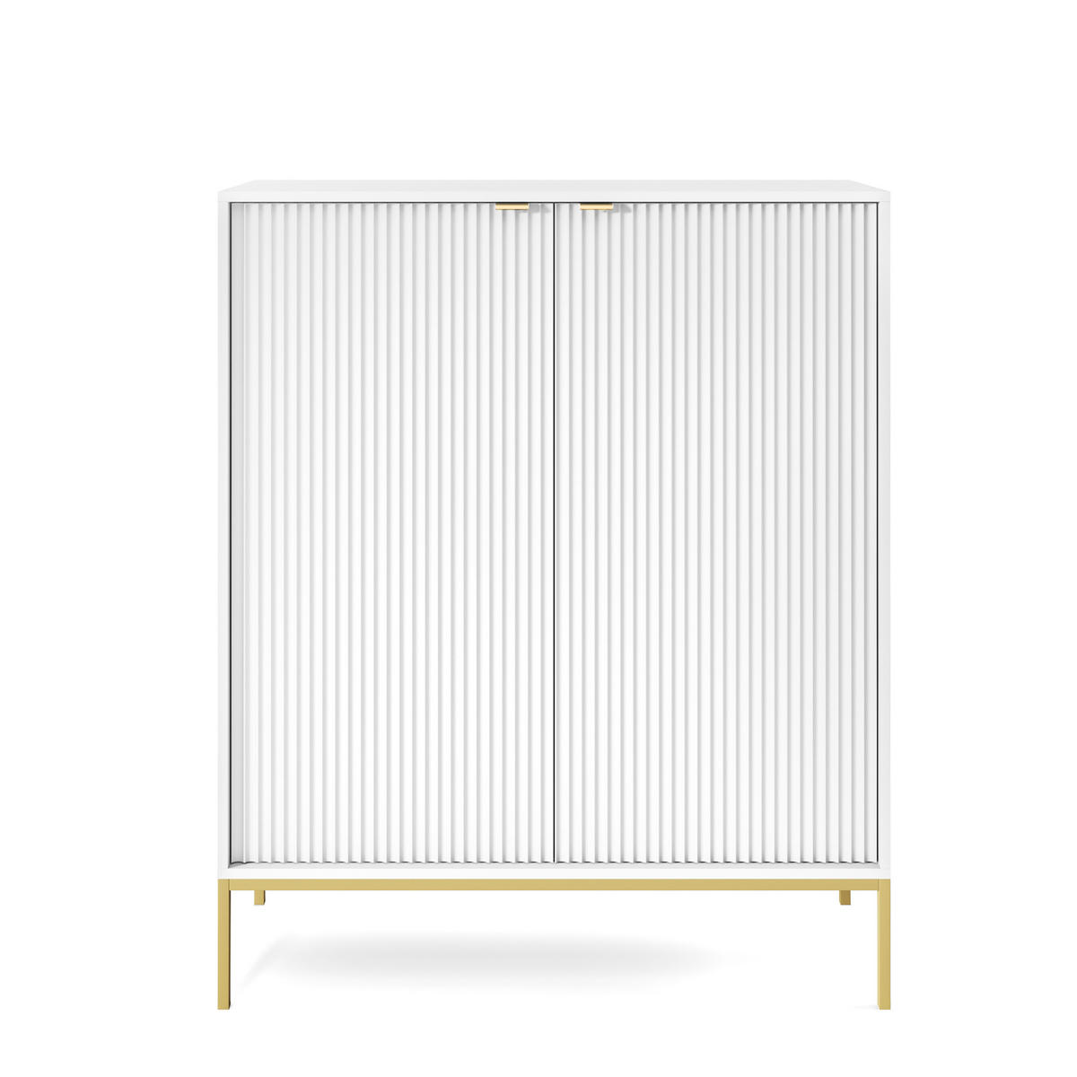 HIGHBOARD STELLARE 104/125/39 cm mit 2 Türen Weiß - Goldfarben/Weiß, Holzwerkstoff (104/125/39cm) - MASSENO