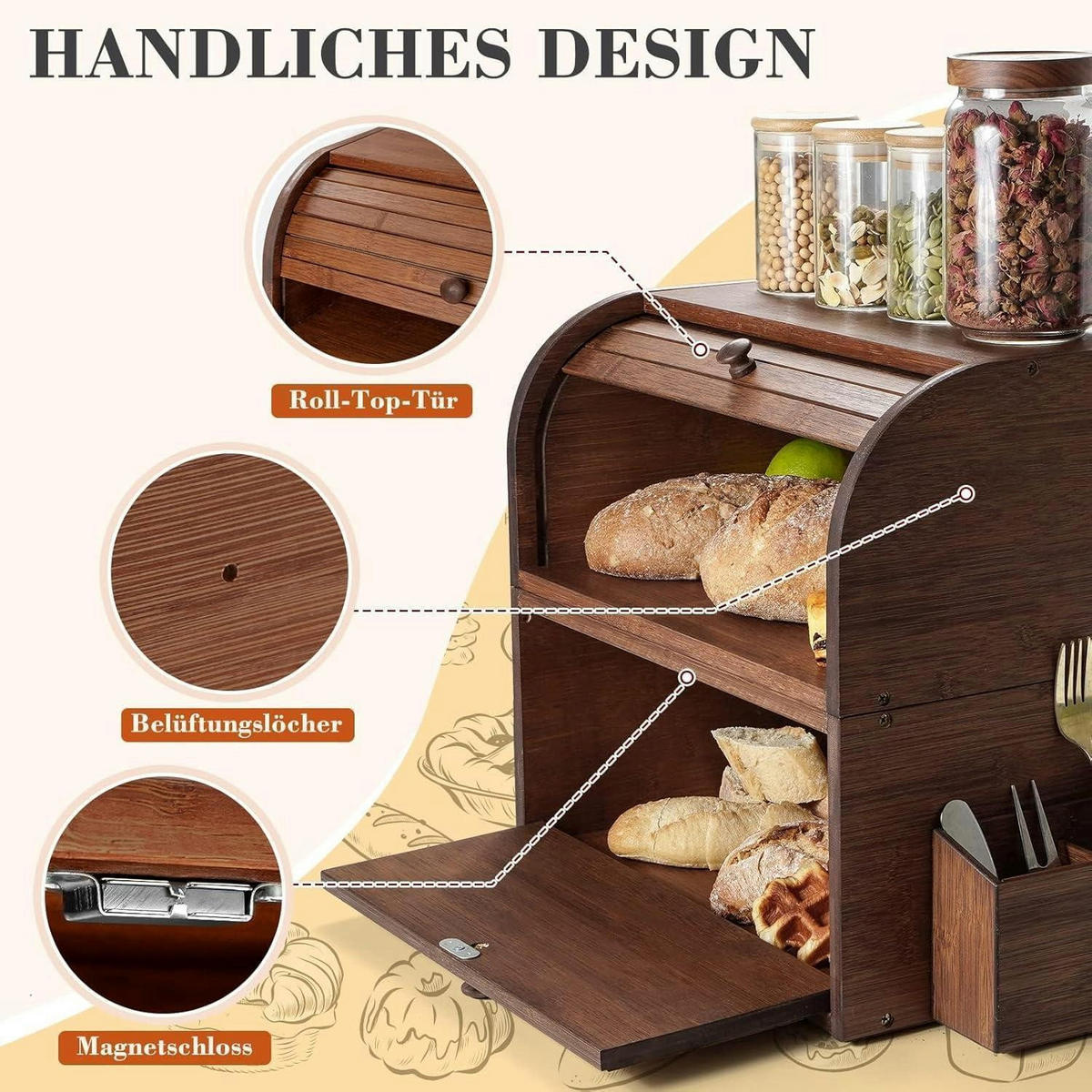 BROTKASTEN Bambus 38 x 25 x 36 cm - Braun, Naturmaterialien (25/36/38cm)