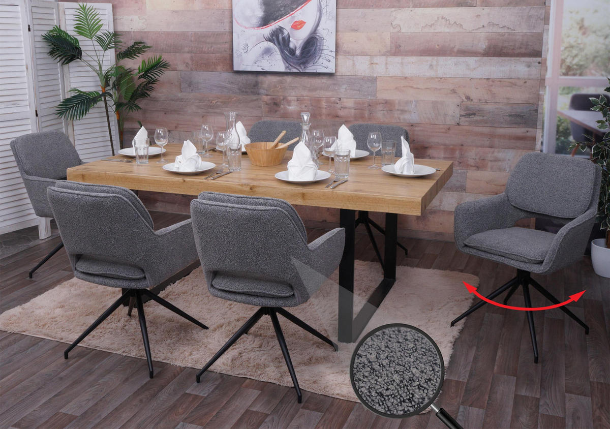 ESSZIMMERSTUHL Grau 6er-Set - Grau, Textil (57/86/61cm) - MCW