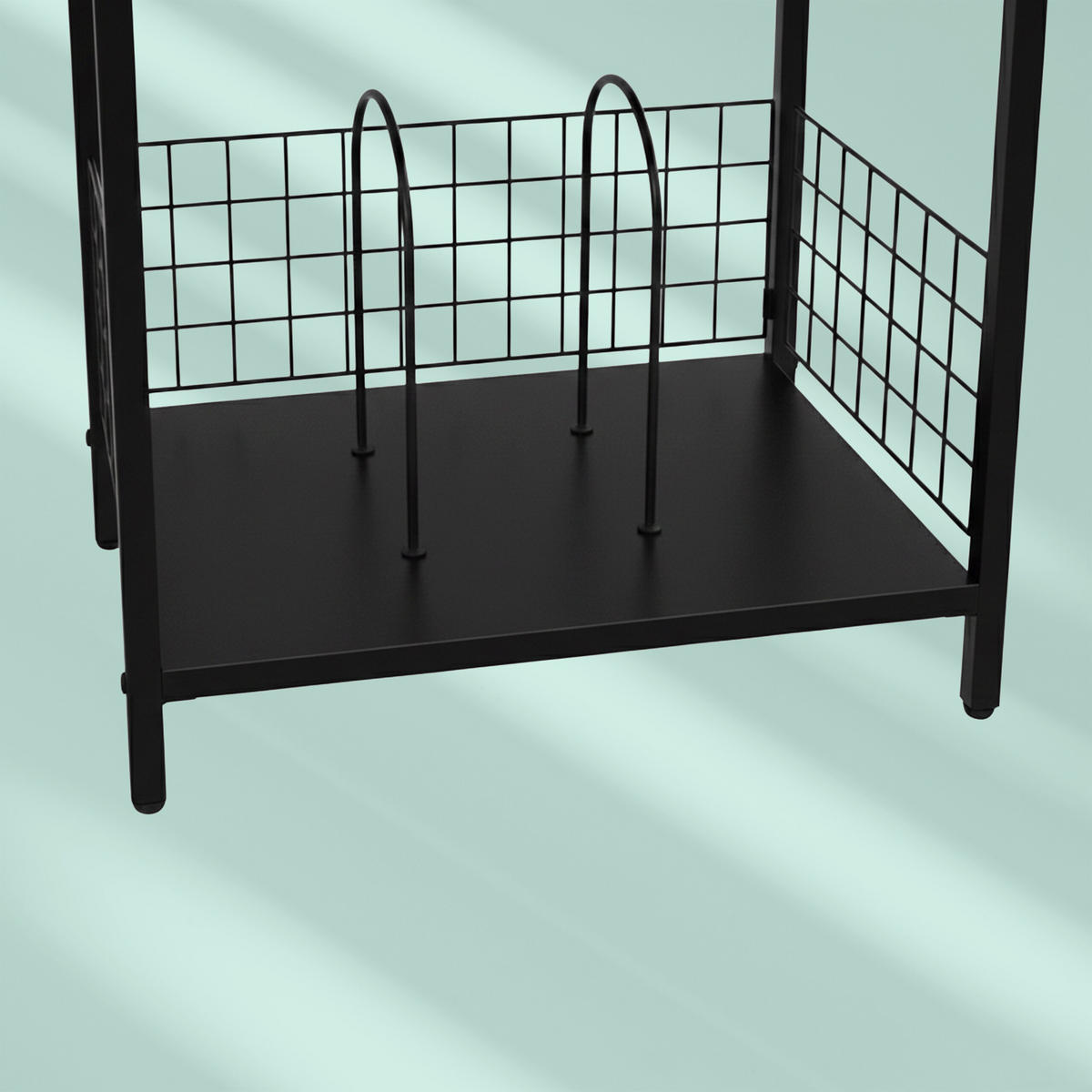 MIZA za plošče - črna, kovina/leseni material (40/65/30cm) - Relaxdays