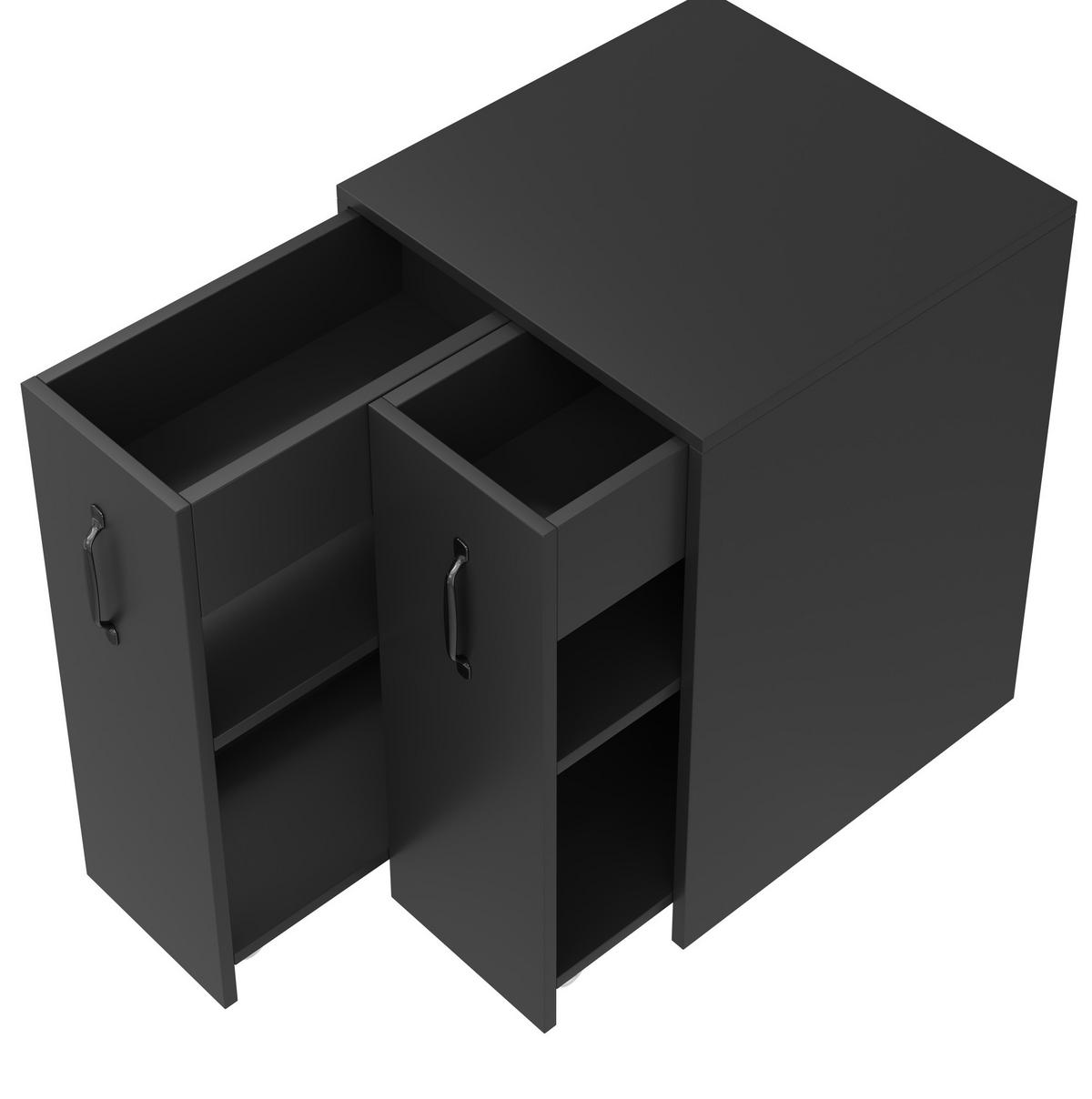 SIDEBOARD 52/50/75 cm Schwarz aus Spanplatte mit Rollen - Schwarz, Holzwerkstoff (50/75/52cm) - OKMYHOME