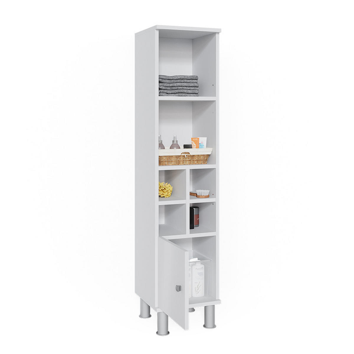 MIDISCHRANK Fynn Weiß 30 x 130.6 cm kleine Tür - Weiß, Holzwerkstoff (30/130.6/30cm) - Vicco
