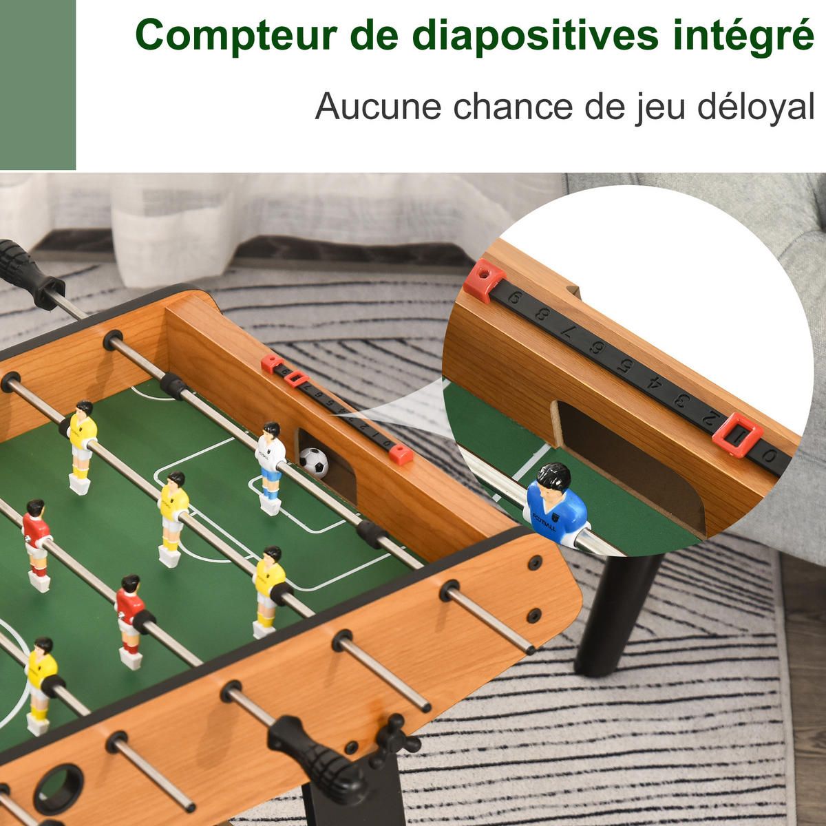 TISCHFUSBALL DE-18846 klappbar mit Punktezähler Schwarz/Holzoptik - Braun, Holzwerkstoff (42/98cm) - ComfortXL