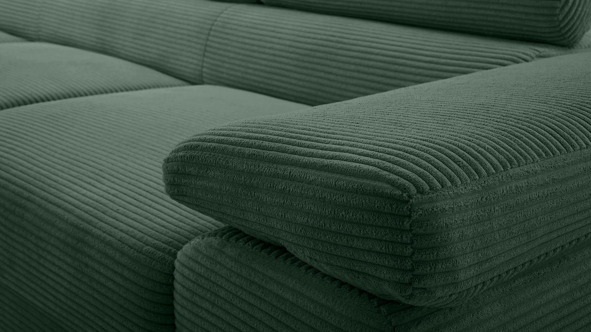 ECKSOFA L Form Arborio Dunkelgrün 280/203/90 cm Links mit Schlaffunktion - Dunkelgrün/Schwarz, Textil/Metall (203/280cm) - AX Living