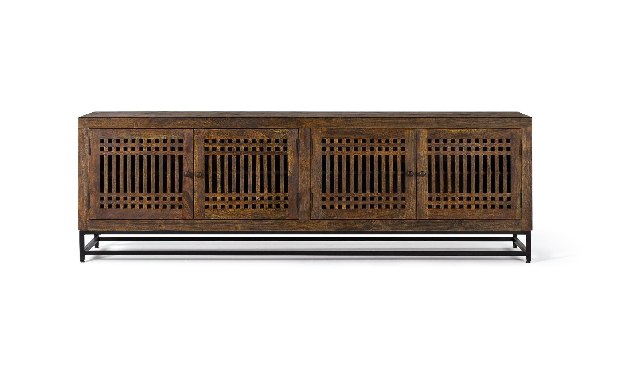 TV-SCHRANK aus Akazienholz und Metallbeinen mit 4 Türen - Braun, Holz (200/65/45cm) - Giner y Colomer
