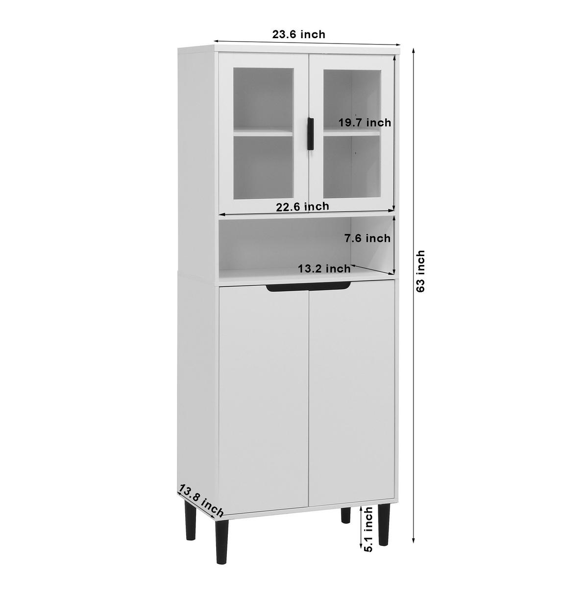 VITRINE 60/35/160 cm aus MDF mit Glastüren verstellbarem Einlegeboden und Kippschutz, Weiß - Weiß, Holzwerkstoff (60/160/35cm) - Redom