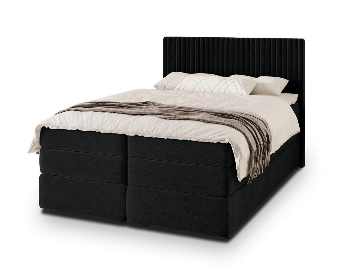 POSTEL BOXSPRING FELBIO 160x200 cm, s matrací a úložným prostorem, černá - černá, kompozitní dřevo/textil (160/200cm) - MASSENO