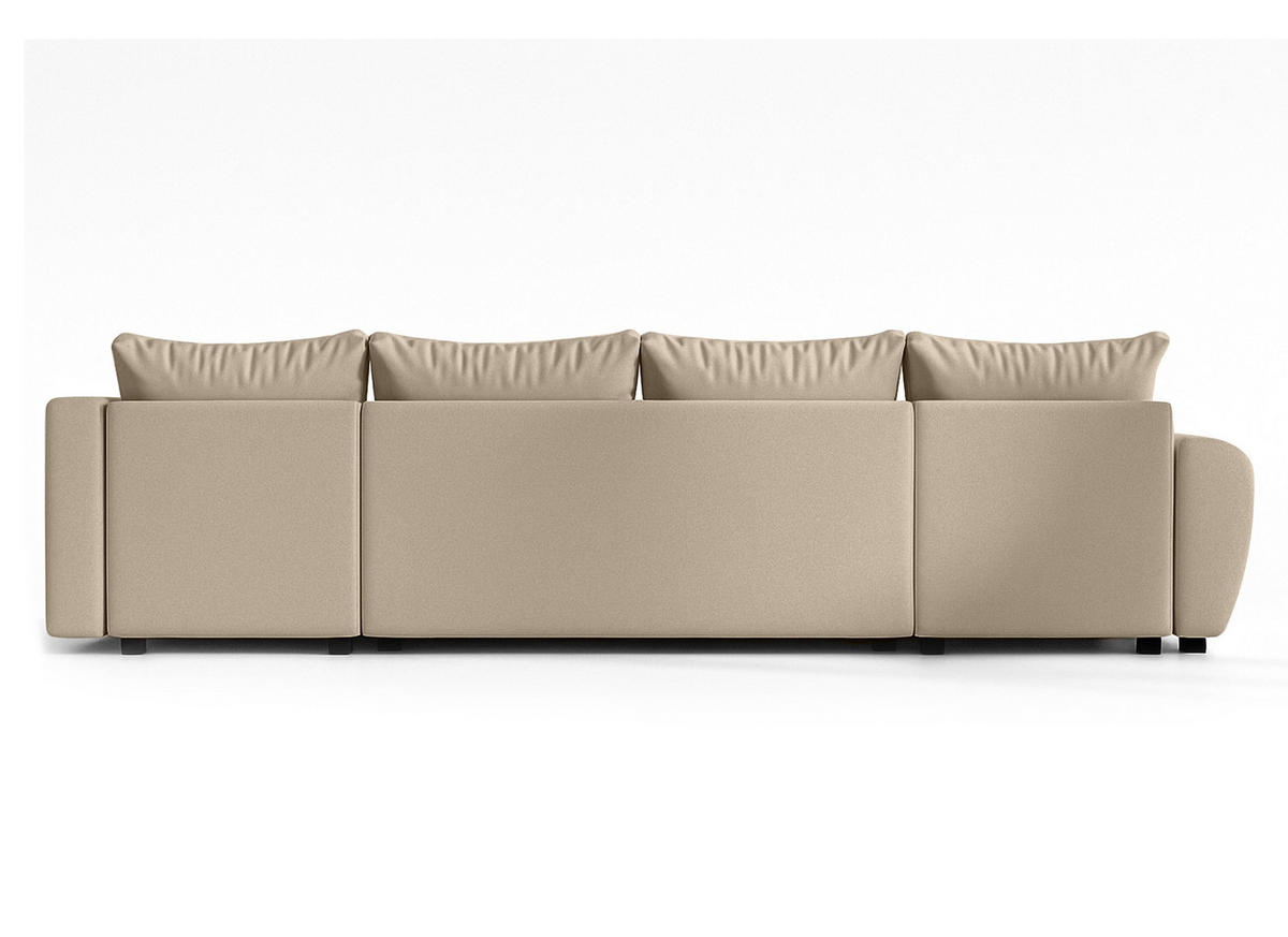WOHNLANDSCHAFT Malatya U Form MAX Hellbraun 311/145/82 cm mit Schlaffunktion - Hellbraun/Schwarz, Kunststoff/Textil (208/82/303cm) - AX Living