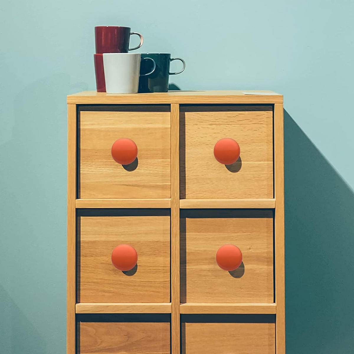 SCHRANKKNOPF Keramik 6er-Set - Orange, Metall (3.2/2.4/3.2cm)