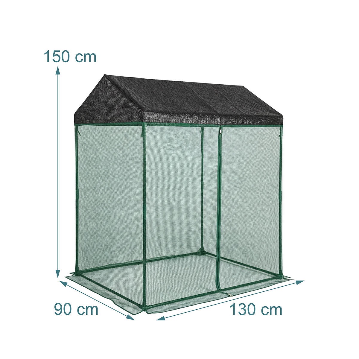 KRYT Tmavě zelený síť proti hmyzu 150x130x90 cm - tmavě zelená, kov/textil (27/8/65cm) - Relaxdays