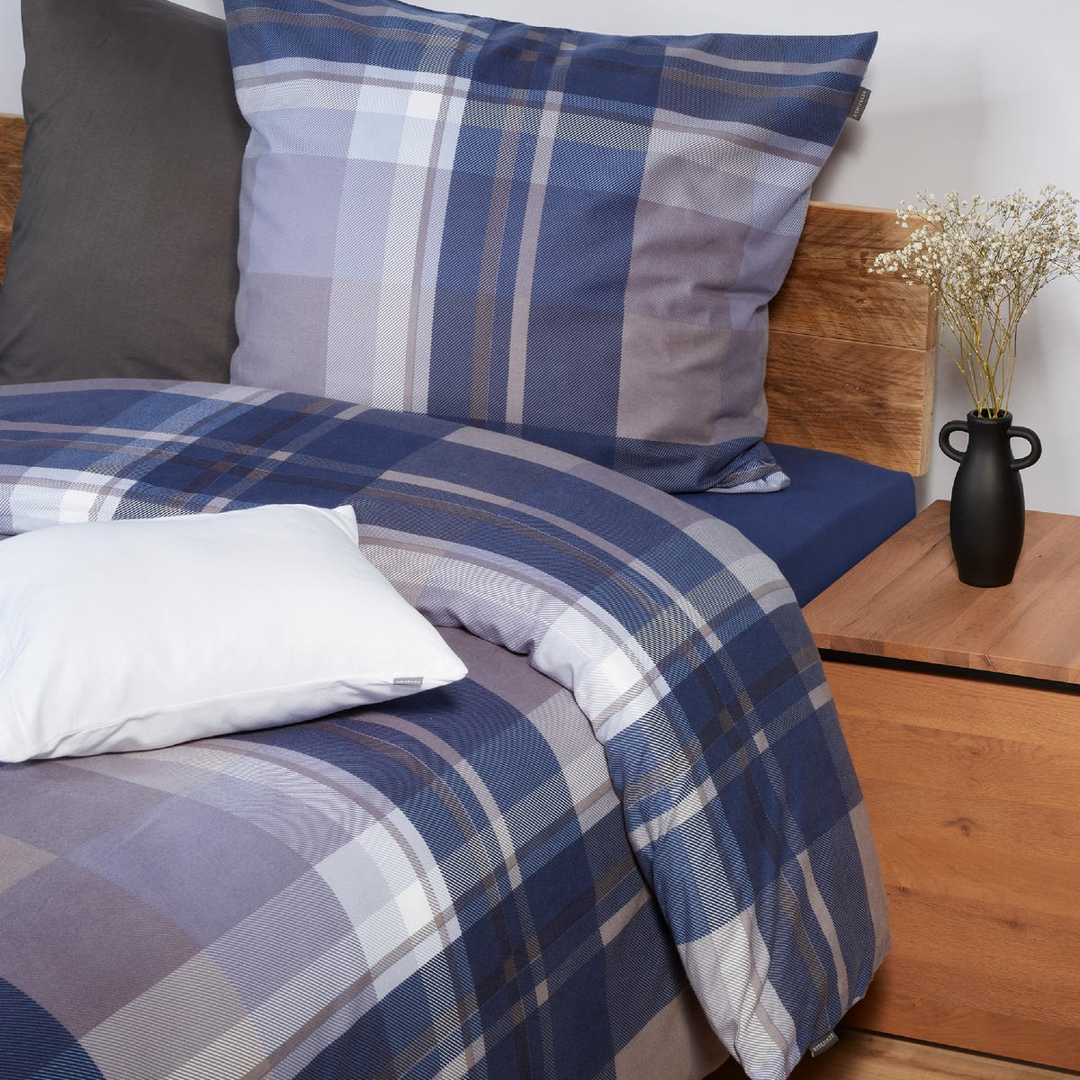 BETTWÄSCHESET Todd - Feinbiber - 2-teilig - 135x200 cm - Braun-Blau - Blau, Textil (135/200cm) - SCHIESSER