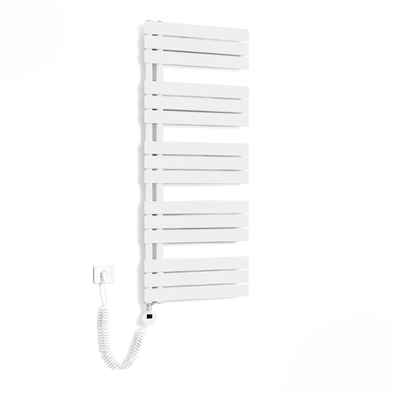 HANDTUCHHEIZKÖRPER 132/50 cm weiß elektrisch 800 W mit WLAN-Thermostat - Weiß, Metall (50/132/5.9cm) - S'AFIELINA