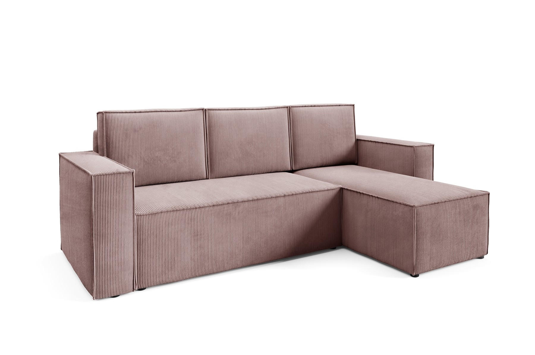 ECKSOFA Roda Rosa, Cord-Ecksofa mit Schlaffunktion - Rosa, Holzwerkstoff/Textil (248/150cm) - Bettso