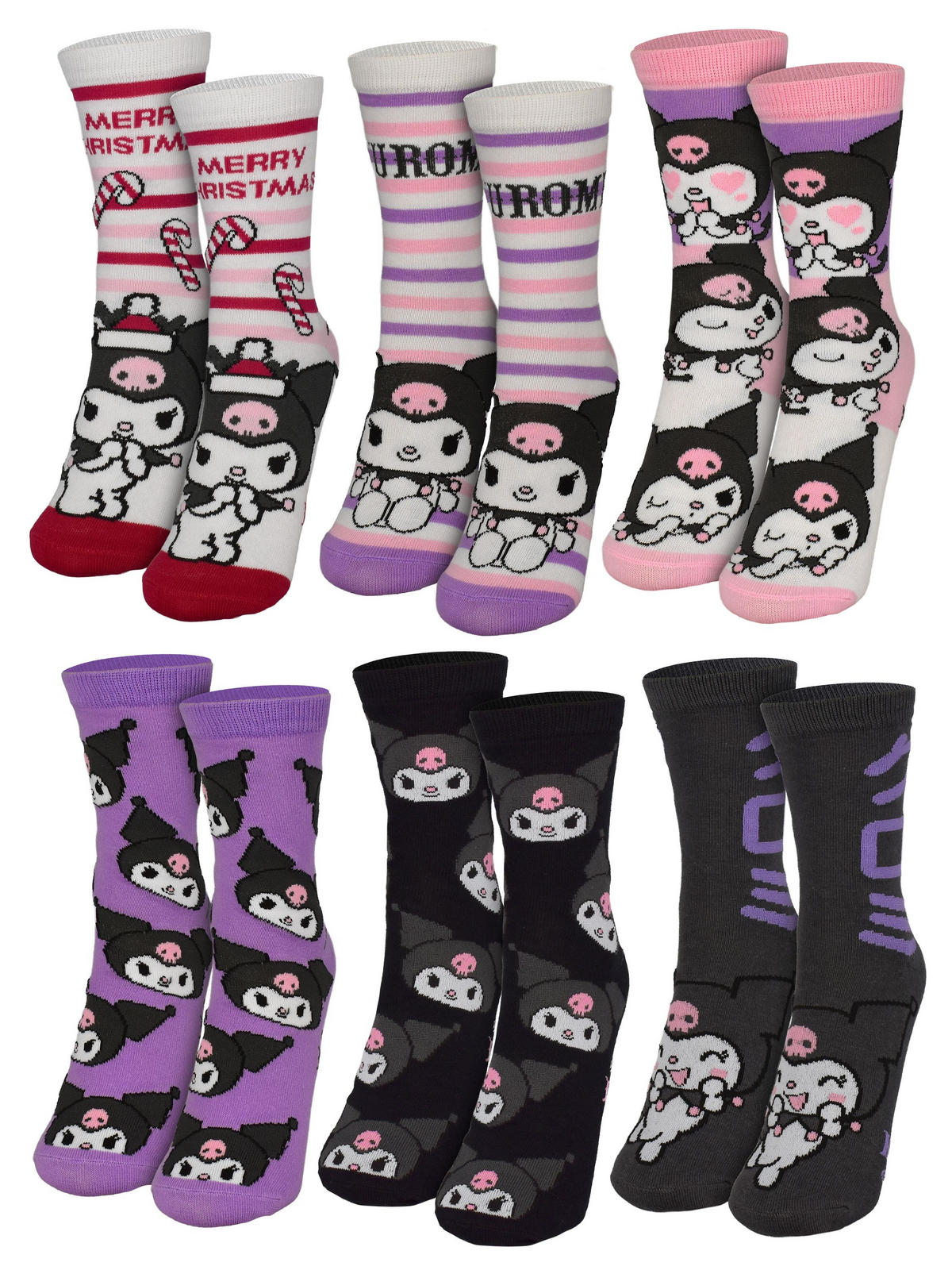 ADVENTSKALENDER Hello Kitty Kuromi mit 12 Paar Socken Größe 35-41 - Multicolor, Textil (37/5/26.5cm) - Hello Kitty