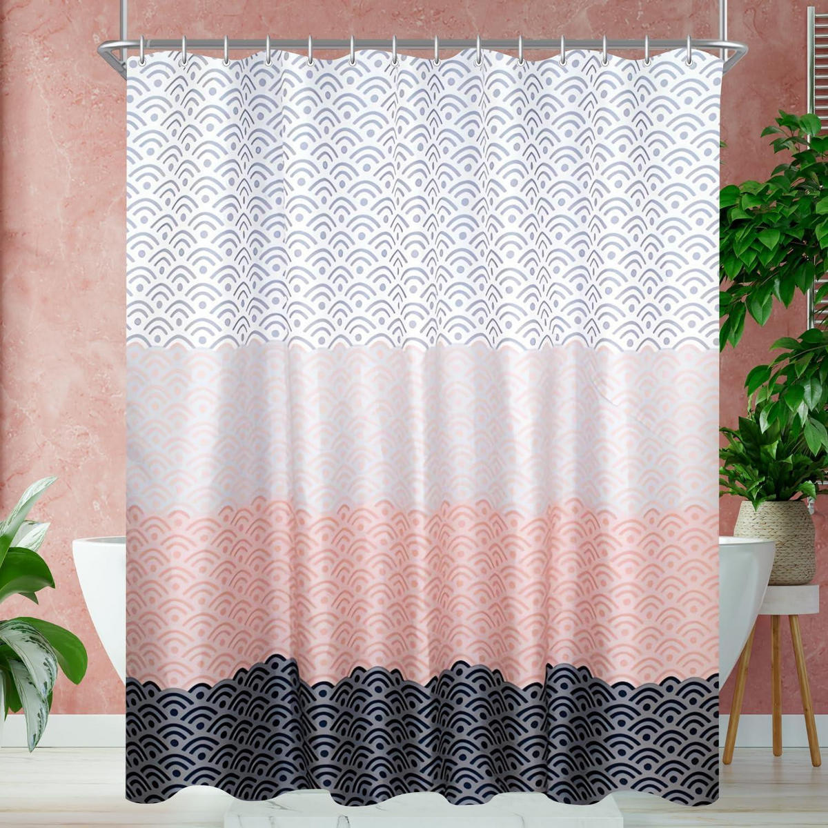 DUSCHVORHANG 200 x 200 cm Blume Beschwerter Saum Wasserdicht Waschbar Polyester - Multicolor, Textil (200/200cm)