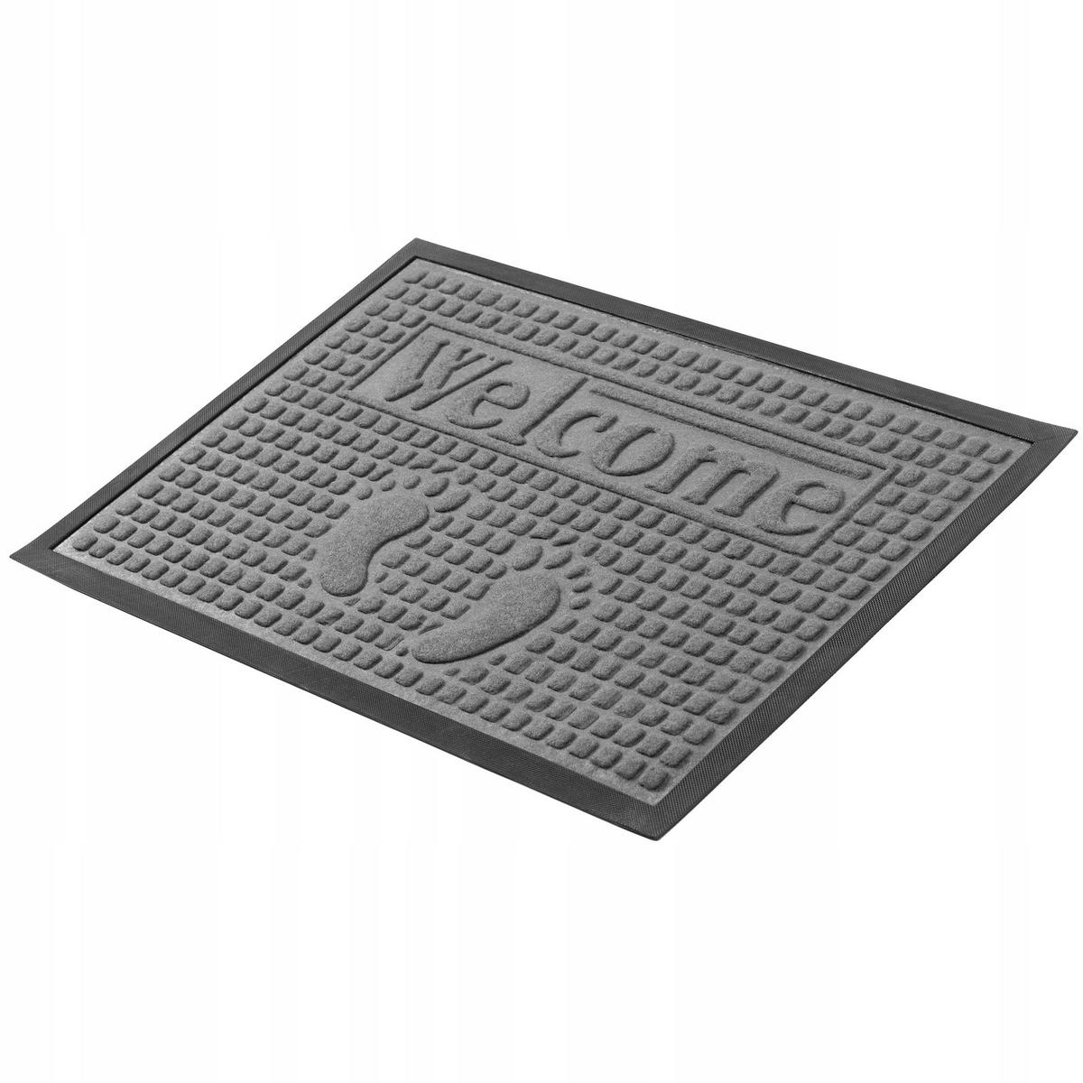 FUSSMATTE „Welcome“, 60 x 40 cm, grau - Grau, Kunststoff (60/40cm) - KADAX